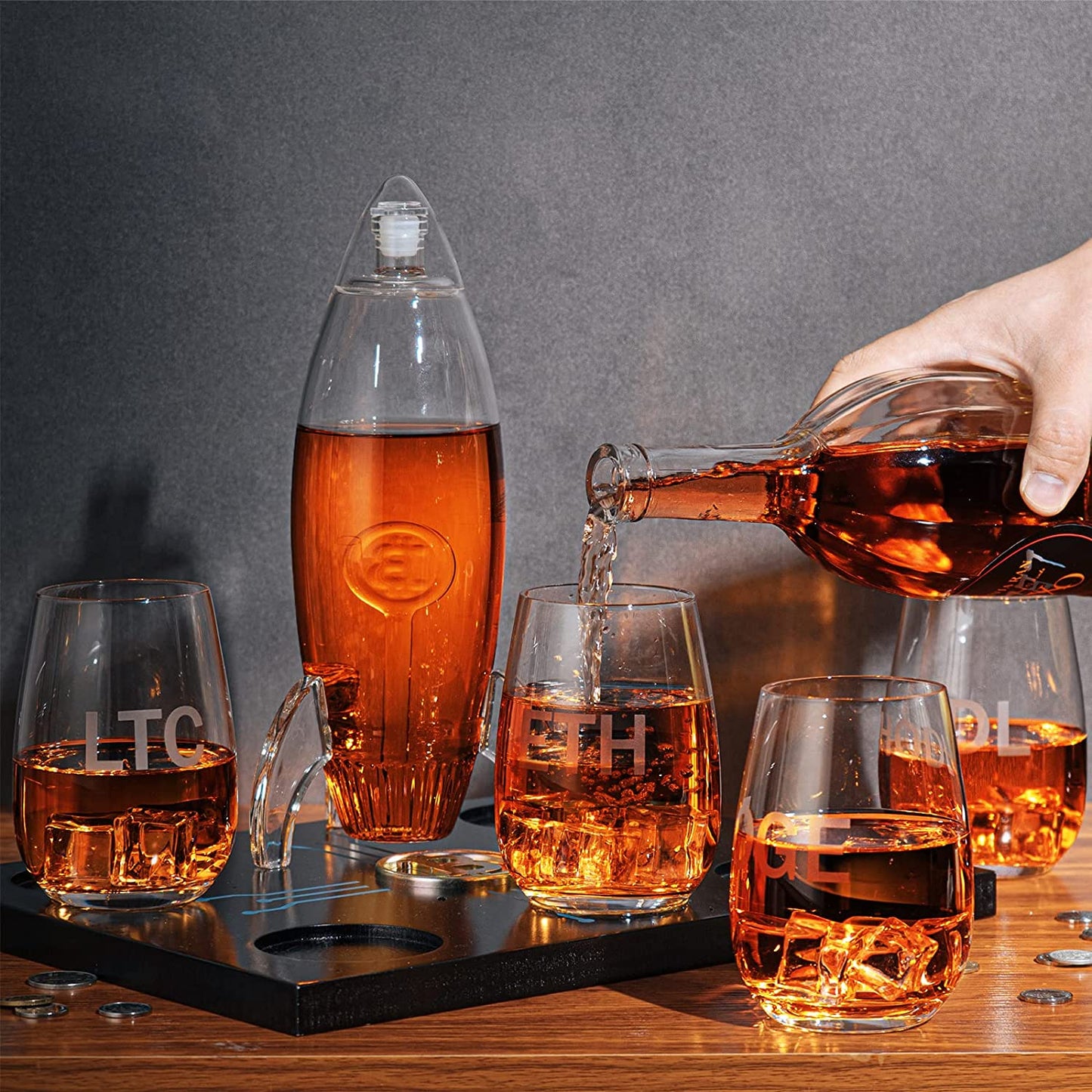 Cryptocurrency Decanter, Bitcoin Decanter To The Moon, Crypto Elon Musk Ethereum Whiskey & Wine Decanter - Crypto Gifts, HODL