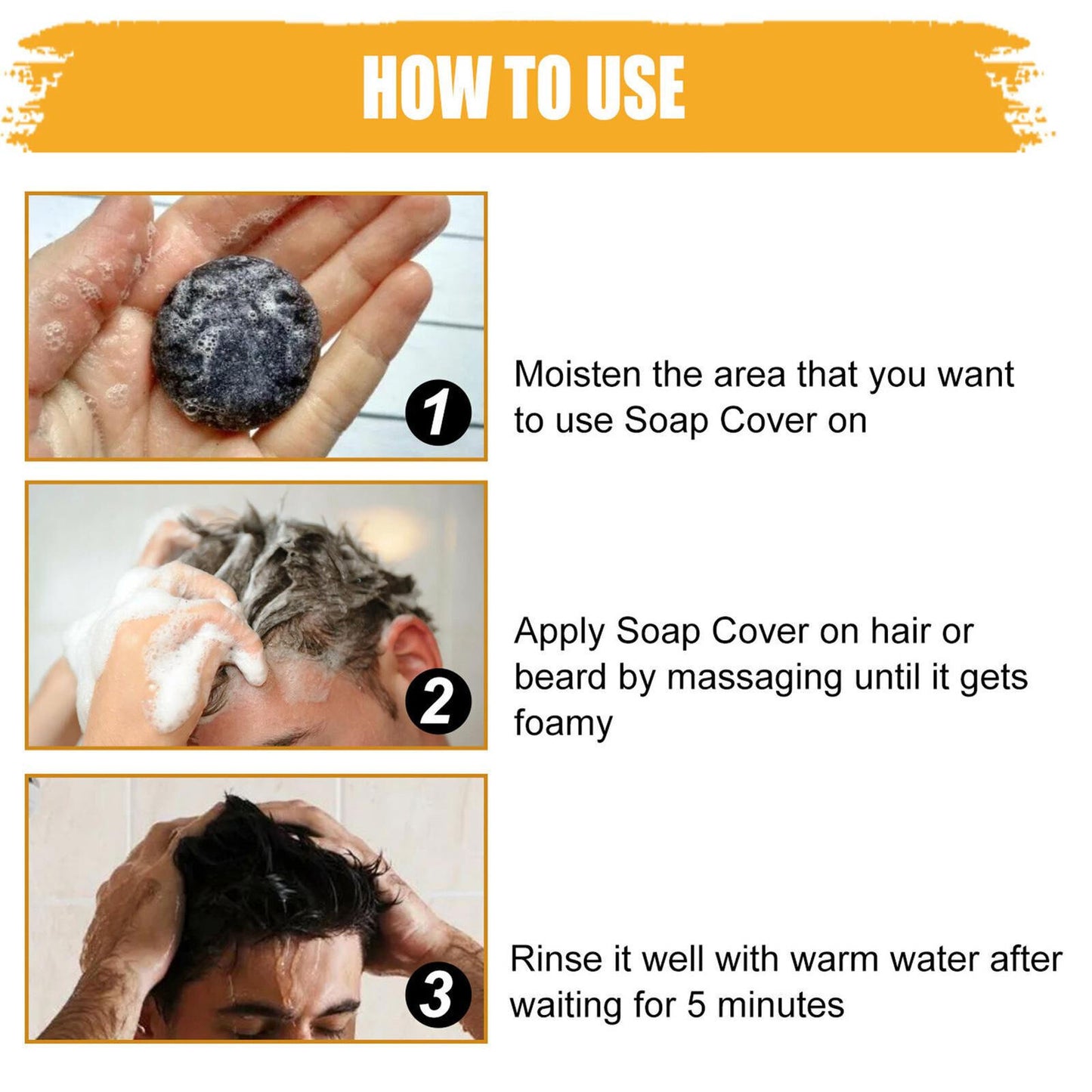 2× Men'S Grey Coverage Bar Shampoo Hair Darkening Black Soap for Grey Hair Cover