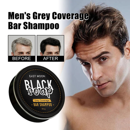 2× Men'S Grey Coverage Bar Shampoo Hair Darkening Black Soap for Grey Hair Cover