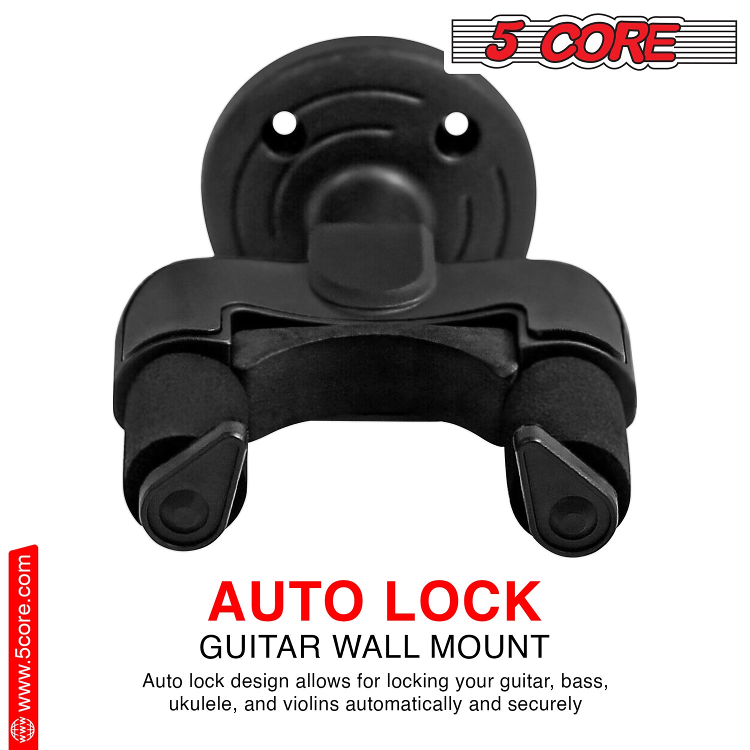 5Core Guitar Wall Mount Hanger Hook Metal Base Soft Padding Adjustable Rotatable Holder-4