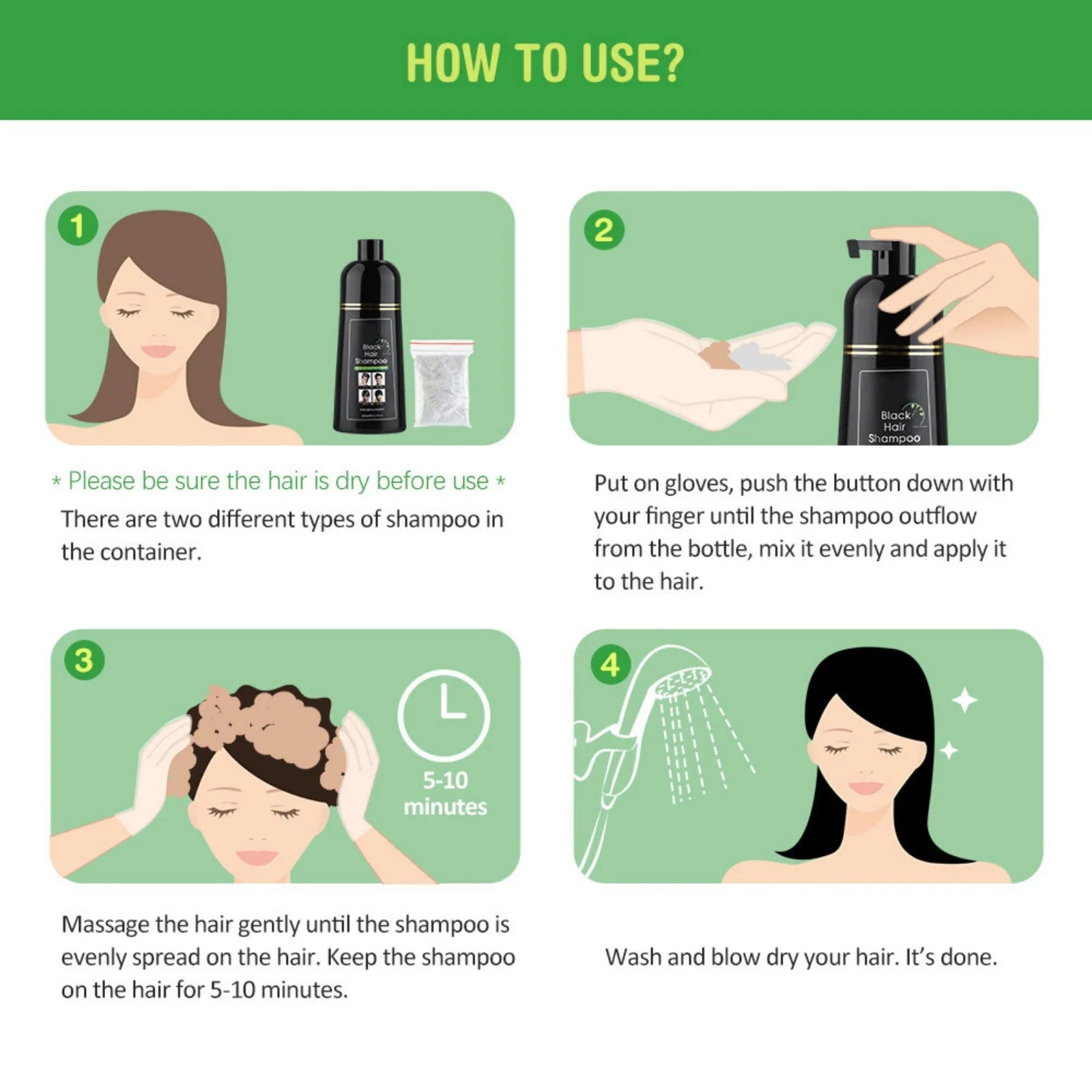 400Ml Black Hair Shampoo, Simple to Use Lasts 30 Days-Fast Acting Natural Ingredients for Women Men