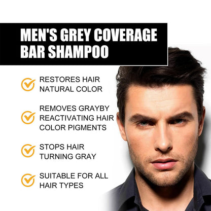 2× Men'S Grey Coverage Bar Shampoo Hair Darkening Black Soap for Grey Hair Cover