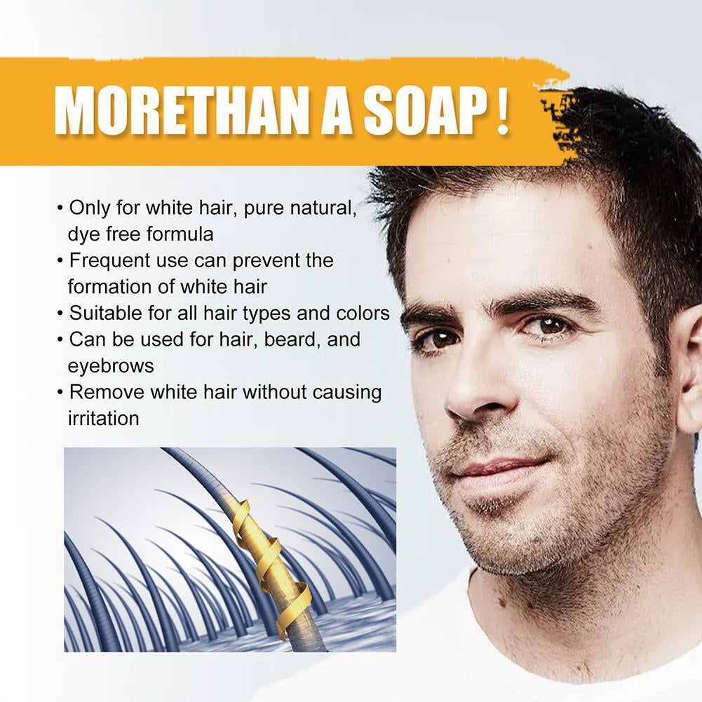 2× Men'S Grey Coverage Bar Shampoo Hair Darkening Black Soap for Grey Hair Cover
