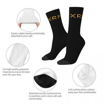 New Men'S Socks Casual Xrp Ripple Side by Side Bitcoin Crypto Sock Polyester Crypto Women Socks Spring Summer Autumn Winter